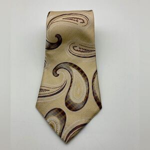 Kailong Hand Made 100% Silk Paisley Gold Neck Tie Like New